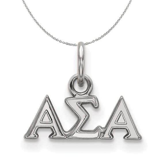 Sterling Silver Alpha Sigma Alpha XS (Tiny) Greek Necklace - 16 Inch - Picture 1 of 7